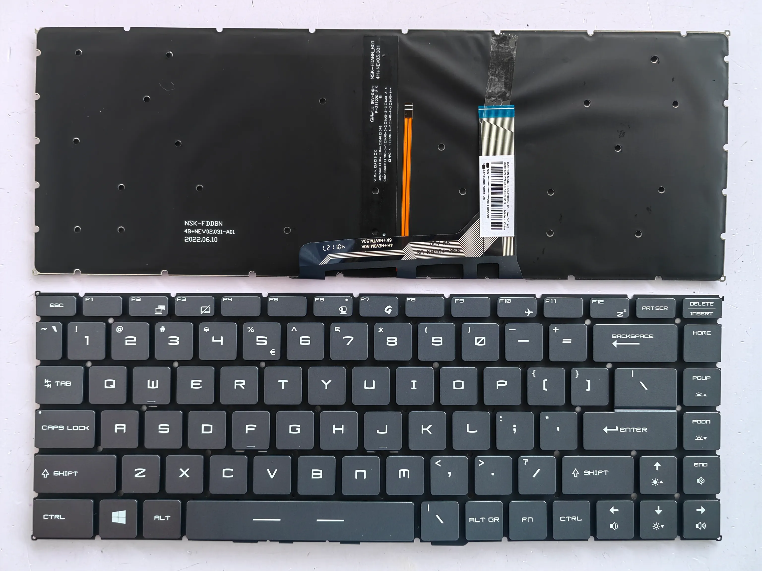 Picture of Laptop US keyboard forNew Replacement Keyboard Laptop For MSI GS65 Grey Backlit US US Layout